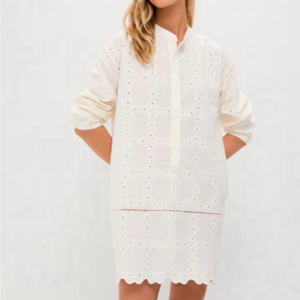 Tuckernuck Cream Eyelet Tunic Mini Dress